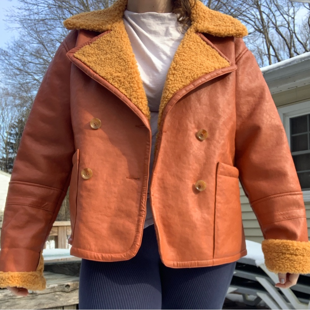 Free People vegan leather and sherpa jacket - Picture 6 of 6